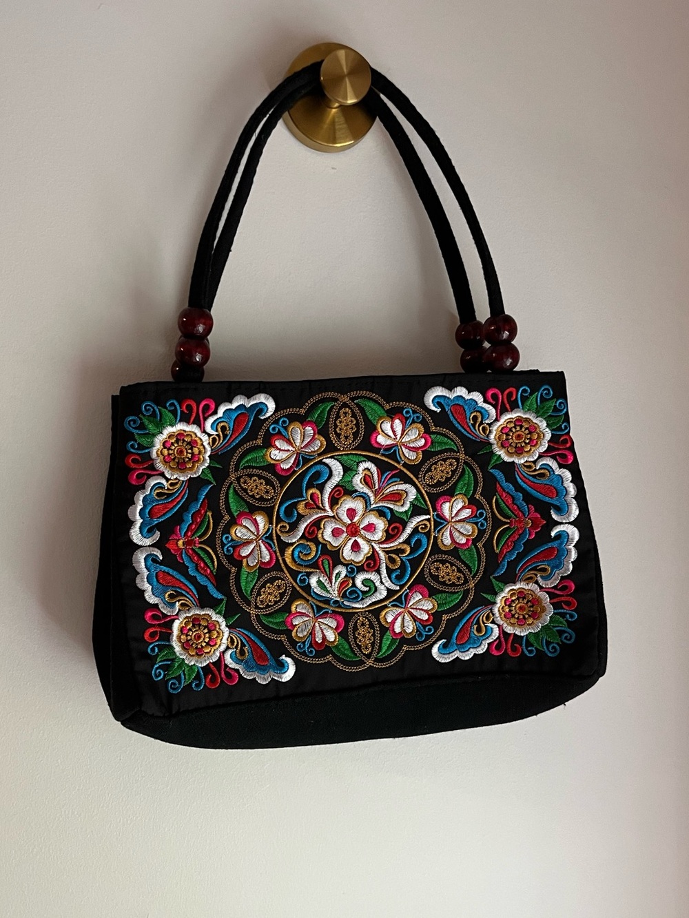 Embroidered Floral Handbag | Colorful Folk Art Purse | Boho Statement Bag
